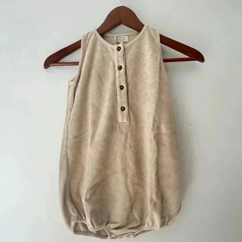 NWT The Simple Folk The Journey Romper Ecru 6/7y Organic Terry cloth
